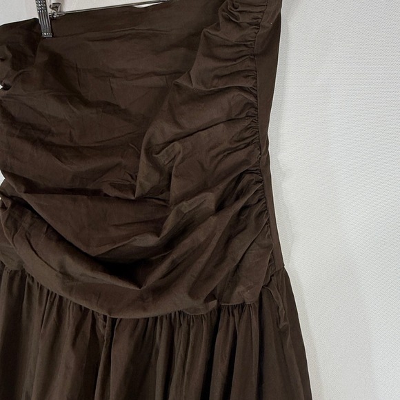 NEW Band Of The Free Womens Large Chocolate Brown Strapless Ruched Maxi Dress - Picture 4 of 9
